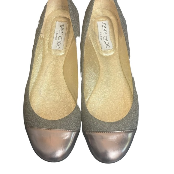 Authentic Jimmy Choo Grey Metallic ballet flats size 38 - Picture 2 of 15